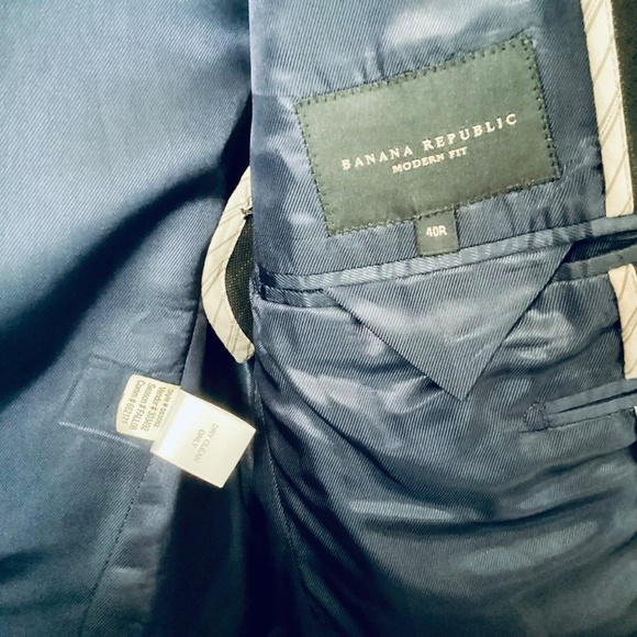 Banana Republic Mens Blue Striped Three Button Cotton Blazer Jacket Modern 40R - Picture 12 of 16